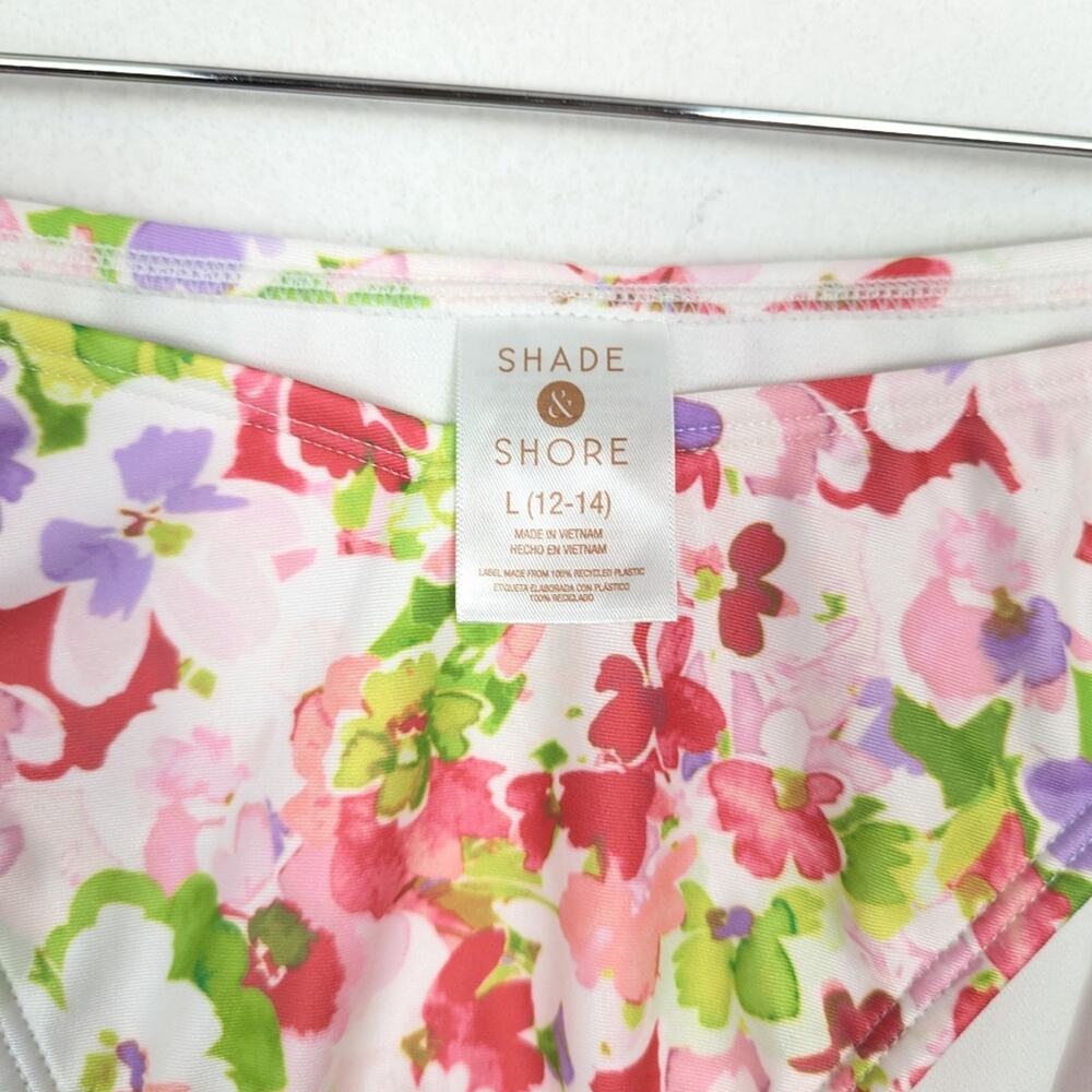 Shade & Shore Pink Multicolor Floral Ring Swim Bottom Size L - Picture 4 of 7